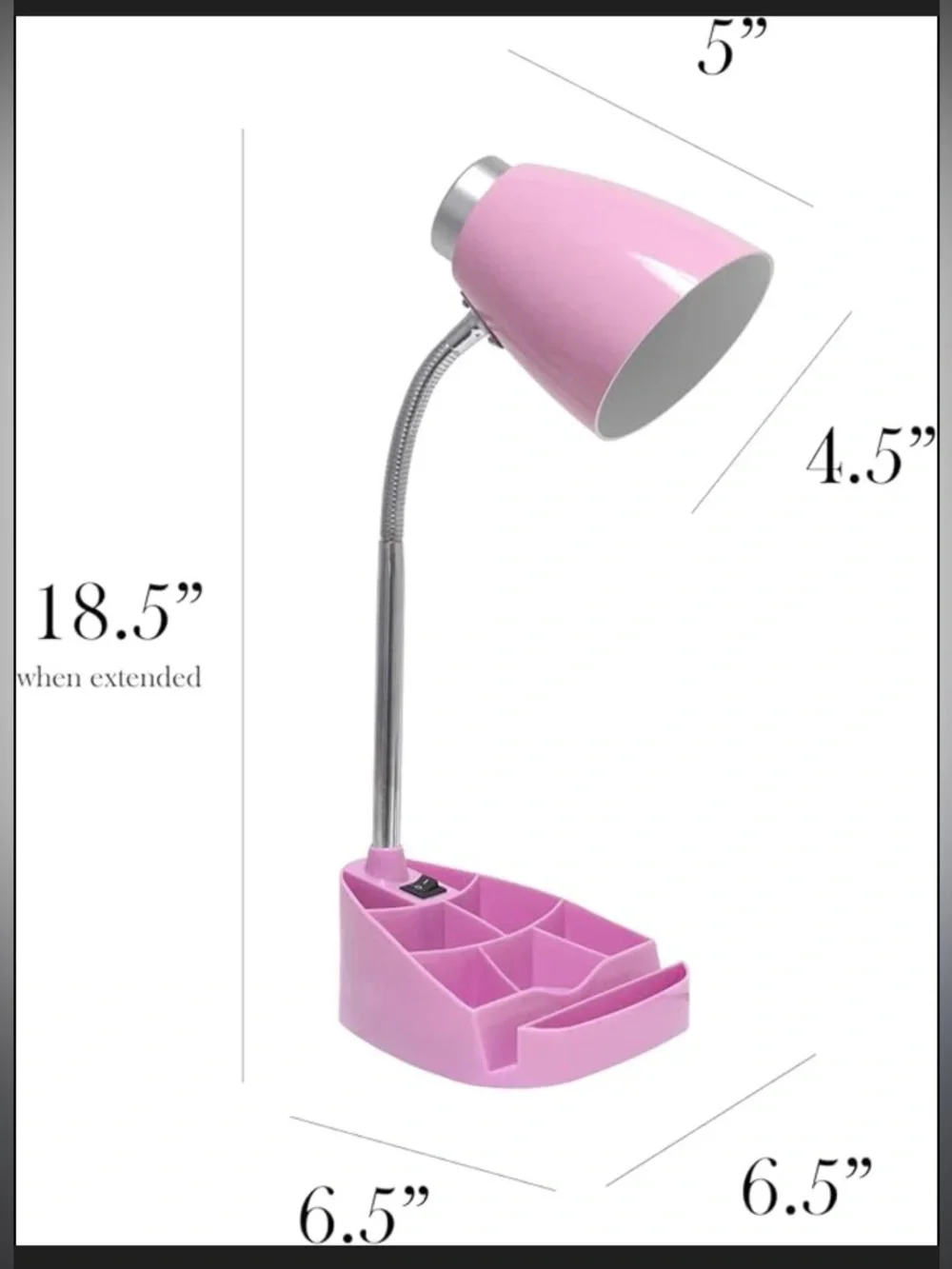 Pink Desk Lamp with Organizer